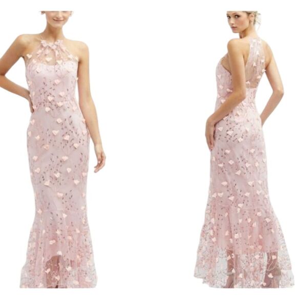 Dessy Collection Dresses & Skirts - NWT Dessy Collection 3D Embroidery Floral Mermaid Gown Light Pink Tulle 14
